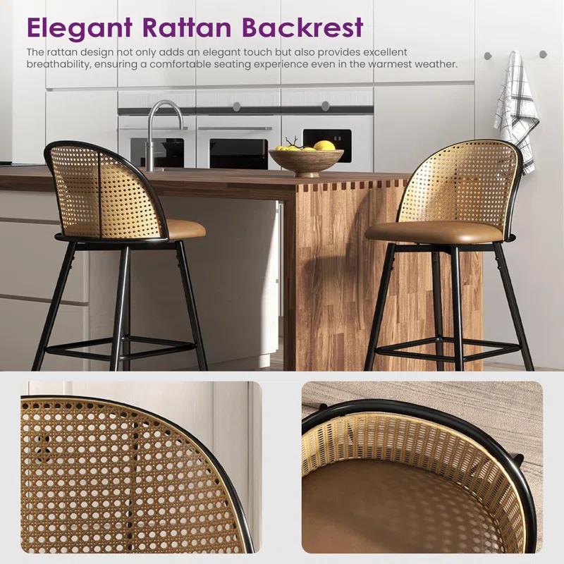 Bayou Breeze Upholstered Swivel Bar & Counter Stool (Set Of 2)