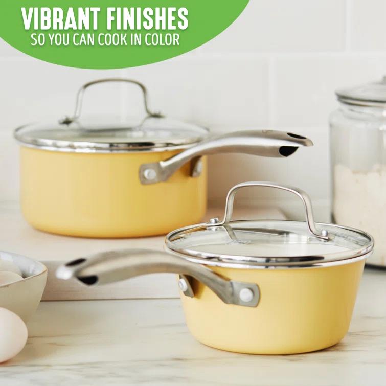 GreenLife GreenLife Artisan Healthy Ceramic Nonstick, 1L And 2L Saucepan Set, Stainless Steel Handle
