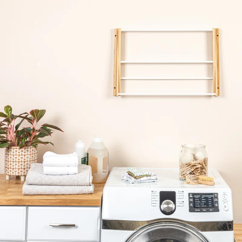 Household Essentials Meghan Bamboo Foldable Wall-Mounted Drying Rack