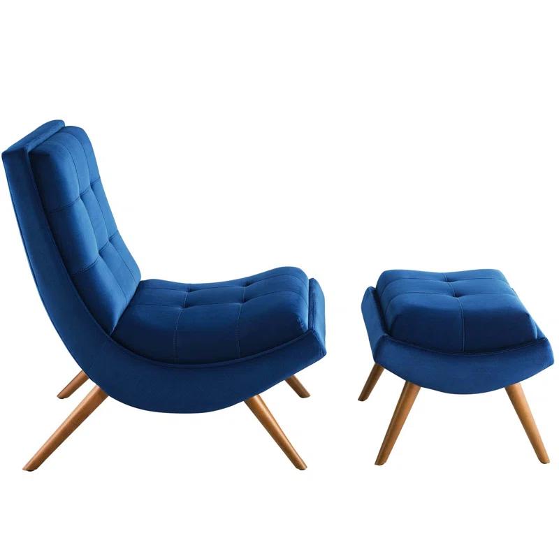 Modway Ramp Upholstered Performance Velvet Lounge Chair and Ottoman Set by Modway