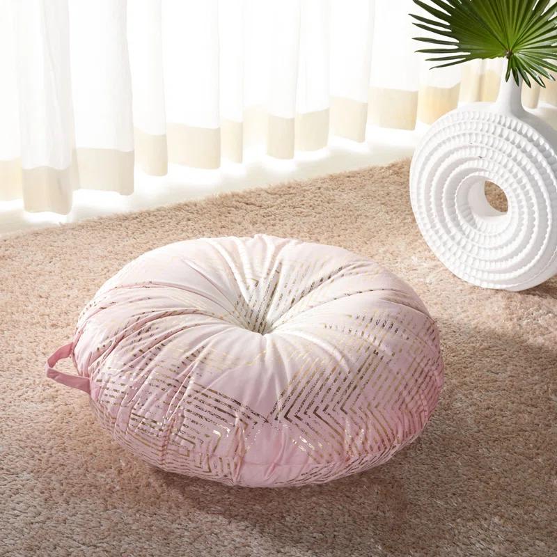 Pink Tufted Geometric Euro Decorative Floor Pillow