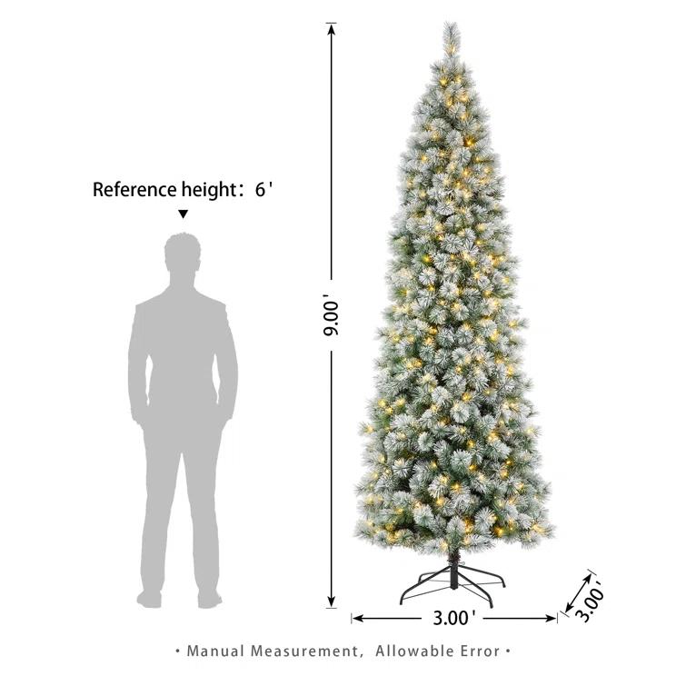 The Twillery Co.® Slender Flocked Pine Christmas Tree with LED Lights