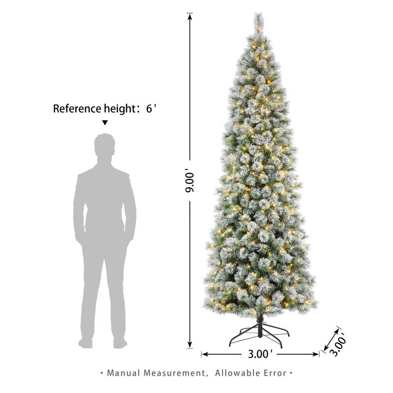 The Twillery Co.® Slender Flocked Pine Christmas Tree with LED Lights