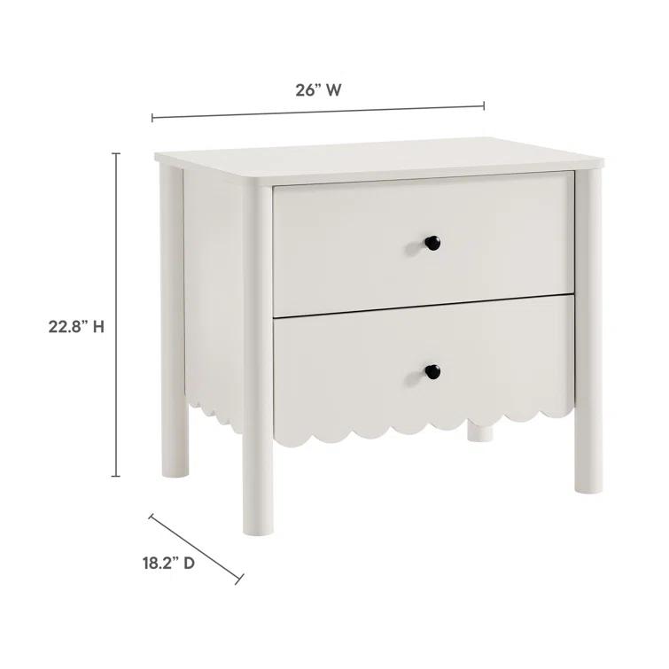 Modway Emmeline Scalloped 2-Drawer Nightstand