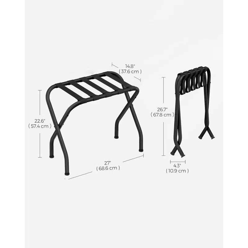 BINO Luggage Rack, Pack Of 2, Luggage Racks For Guest Room, Suitcase Stand, Steel Frame, Foldable, For Bedroom, Black