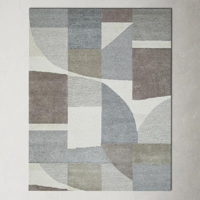 Linn Gallery Hand Tufted Abstract Area Rug in Gray