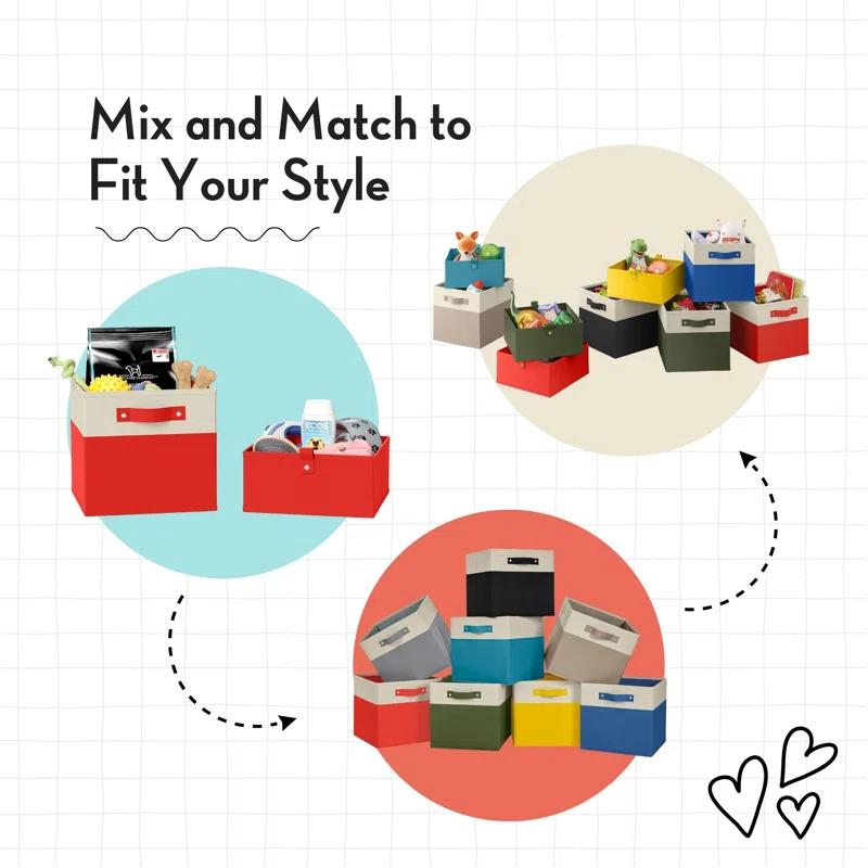 RiverRidge Home RiverRidge Kids 2pc 5" Fabric Collapsible Storage Cube Organizers for Playroom Organization (Set of 2)