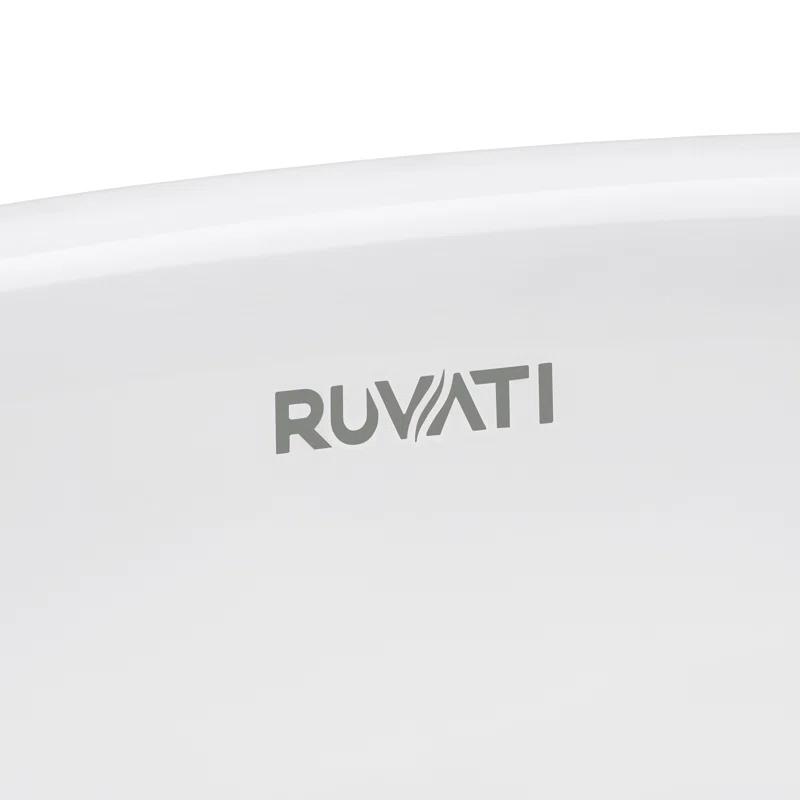 Ruvati RVB0419 Ruvati inch Bathroom Vessel Sink White Oval Above Counter Vanity Porcelain Ceramic
