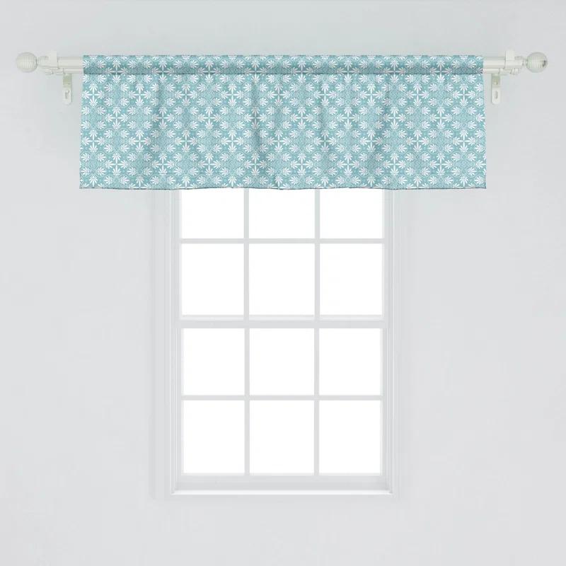 Ambesonne Ambesonne Classic Valance Pack of 2 Greek Inspired Floral Art  Pale Slate Blue White