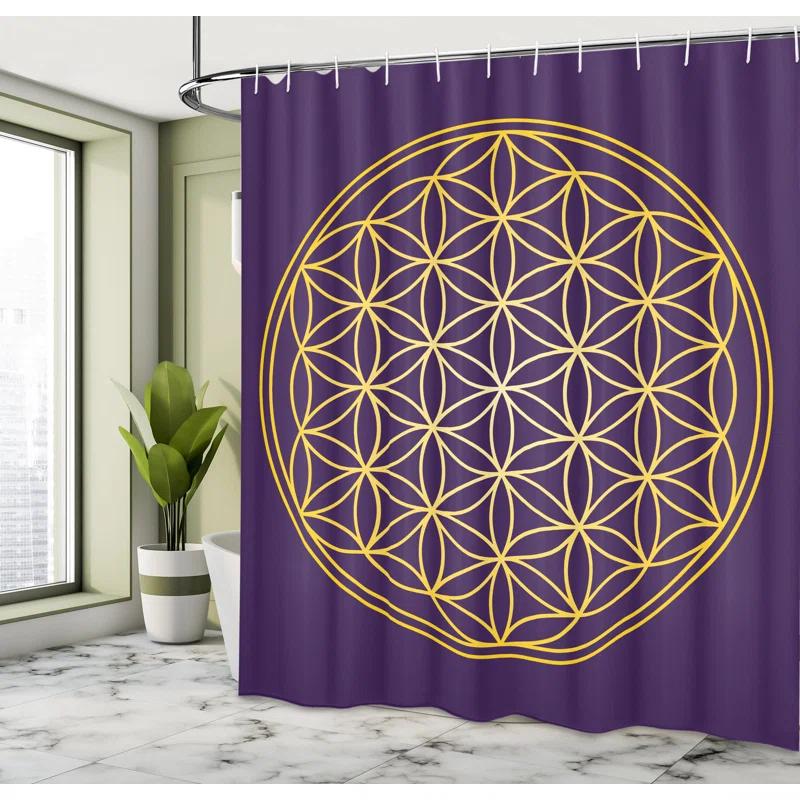 Geometric Shower Curtain with Hooks Included
