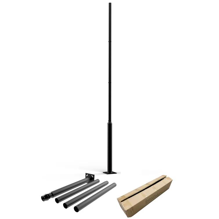eLEDing 2.5 in - 3 in. up to 13 ft. Black Outdoor Universal Metal Light Post Pole w/ Metal Rebar Cage EE-PL4m