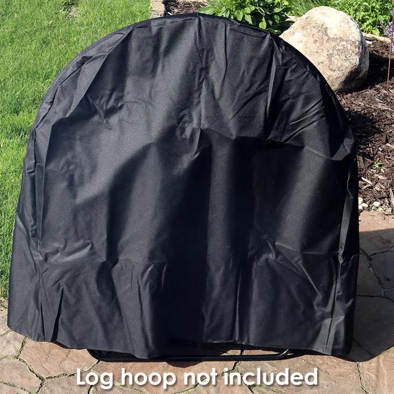 Arlmont & Co. Hamm Black Solid Firewood Log Rack Hoop Cover with PVC Backing