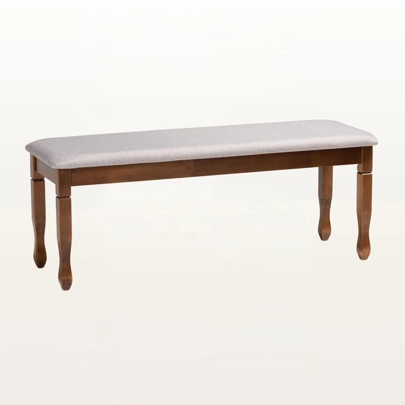 Charlton Home® Gethyn Grey Fabric Upholstered Bench With Walnut Brown Finished Wood, 18.9'' H X 47.8'' W X 16.1'' D