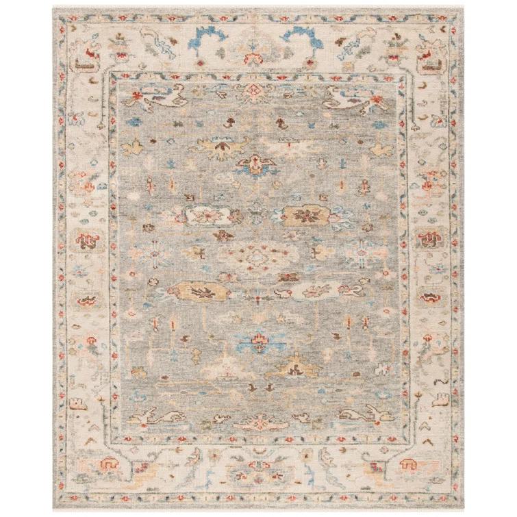 Safavieh Samarkand Hand Knotted Wool/Cotton Oriental Rug in Ivory/Gray