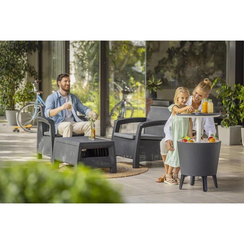 Keter Keter 32 Qt. Cool Bar Cooler Outdoor Weather Resistant Patio Furniture 2 in 1 Pop Up Cocktail Side Table and Beverage Cooler Combo