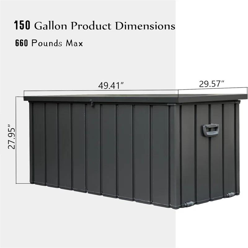 Tryimagine 160 Gallon Outdoor Storage Deck Box Waterproof, Large Patio Storage Bin For Outside Cushions, Throw Pillows, Garden Tools, Lockable