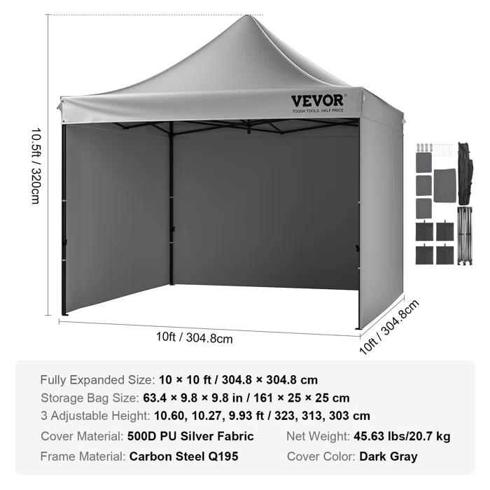 Stellweilan Tessberg 10x10 FT Pop up Canopy with Removable Sidewalls, Instant Canopies