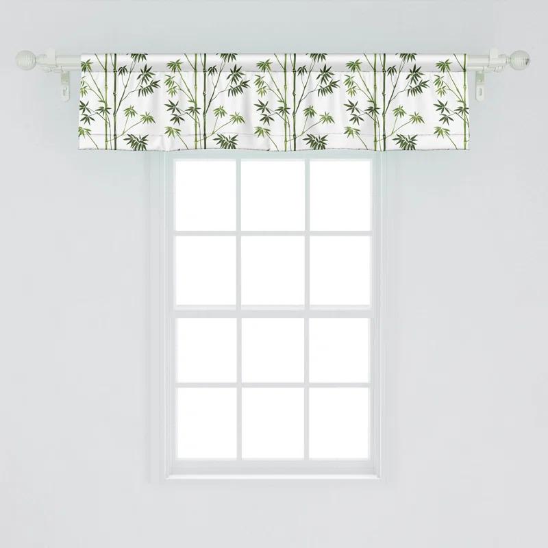 Ambesonne Ambesonne Asian Print Valance Pack of 2 Exotic Foliage Pattern  Olive Green Evergreen