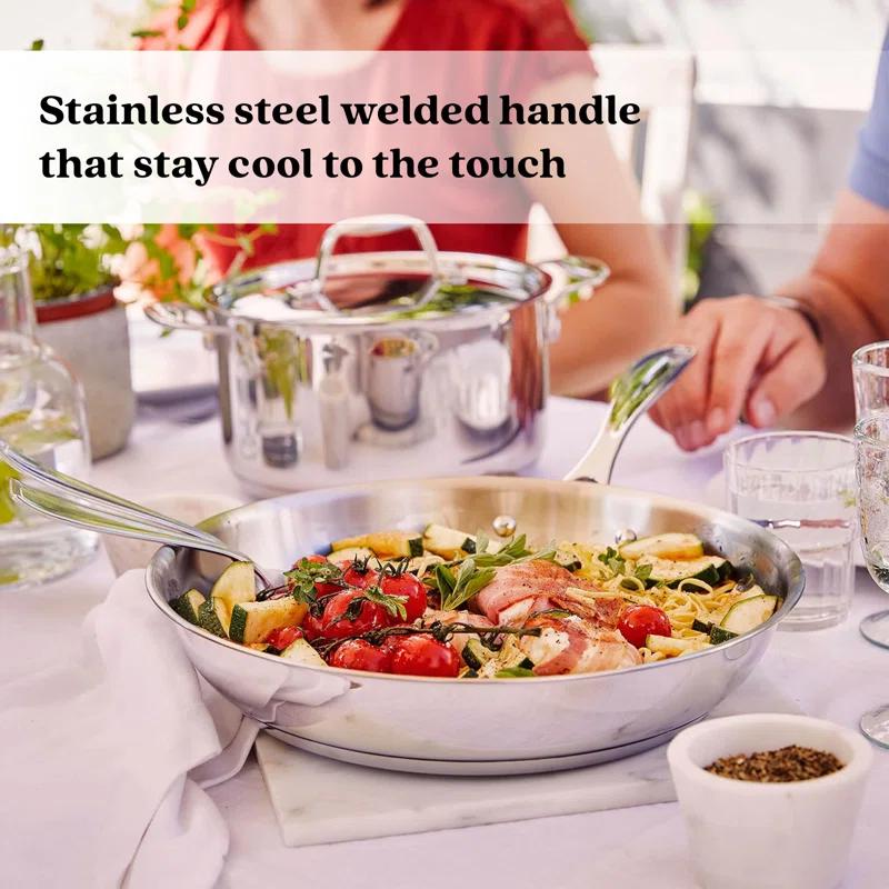 Alva Alva Chef Stainless Steel Frying Pan Skillet Non Toxic Cookware Stainless Steel Skillet PFAS, PFOA & PFTE Free, for Cooking Pan Set, Induction Safe, Add to Your Pots and Pans Set Cookware