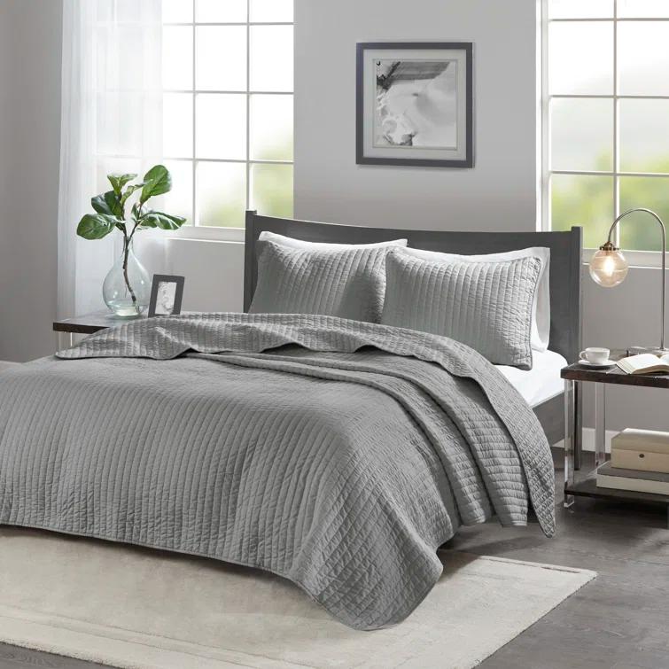 Madison Park Keaton Barwick Reversible Solid 3 Piece Quilt Set & Reviews | Wayfair