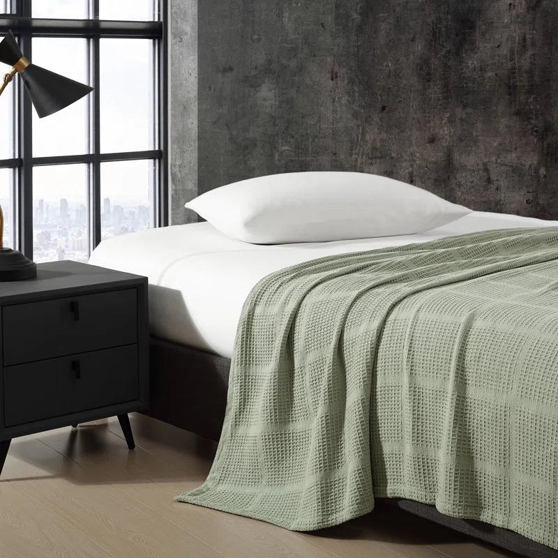 Kenneth Cole Kenneth Cole Waffle Grid Solid Cotton Blanket