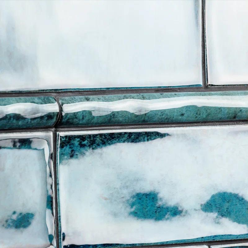 Chateau 12" x 0.75" Ceramic Pencil Liner Tile Trim in Blue