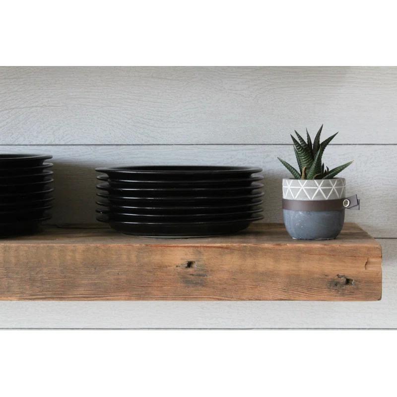 Urban Legacy Reclaimed Barn Joist Deep Floating Shelves with Low Profile Brackets