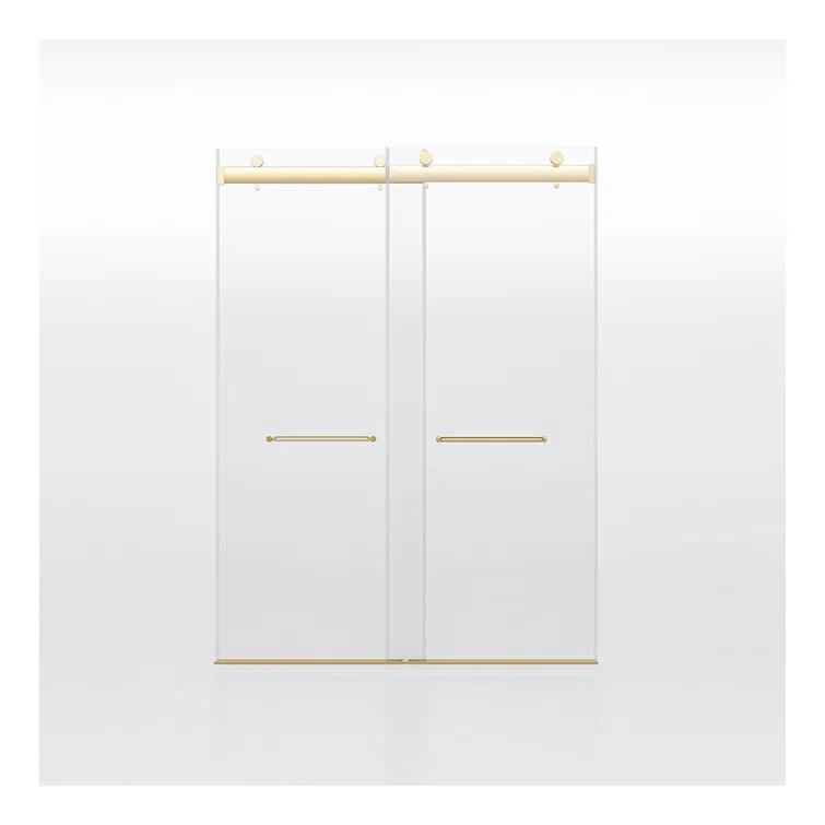 Dimorphos Frameless Sliding Glass Shower Doors with 3/8"(10mm) Clear Tempered Glass 11DD701957Q