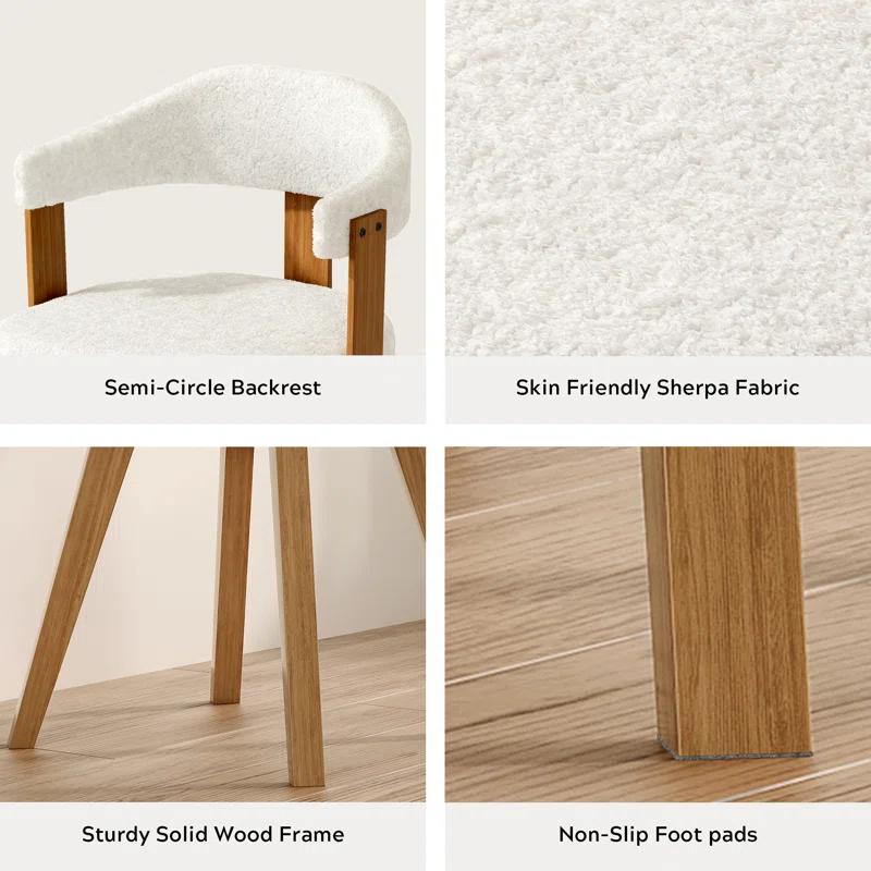 Corrigan Studio® Set Of 4 Swivel Boucle Dining Chairs With Arms And Wood Legs