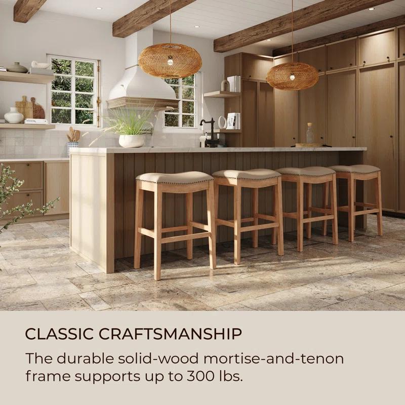 Maven Lane Maven Lane Adrien Backless Saddle Kitchen Stool with Fabric Upholstery