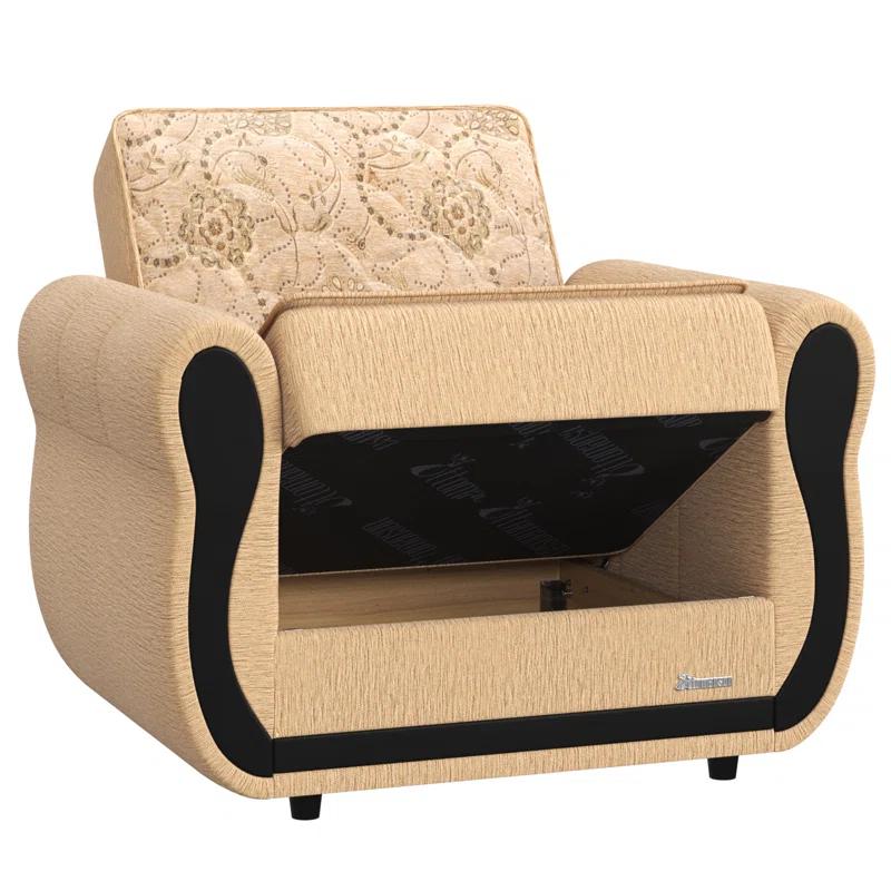 Darby Home Co Upholstered Convertible Sleeper Arm Chair with Storage