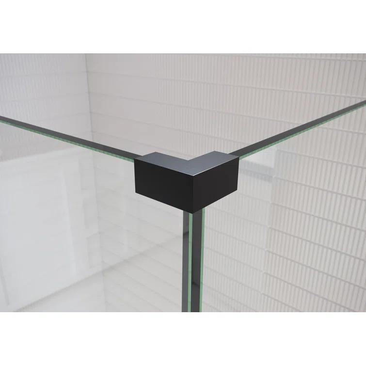 Glass Warehouse Illume 42 in. x 38 in. x 78 in. 90-degree Fully Frameless Wall Hinged Glass Shower Enclosure 90-WH-42-38-MB