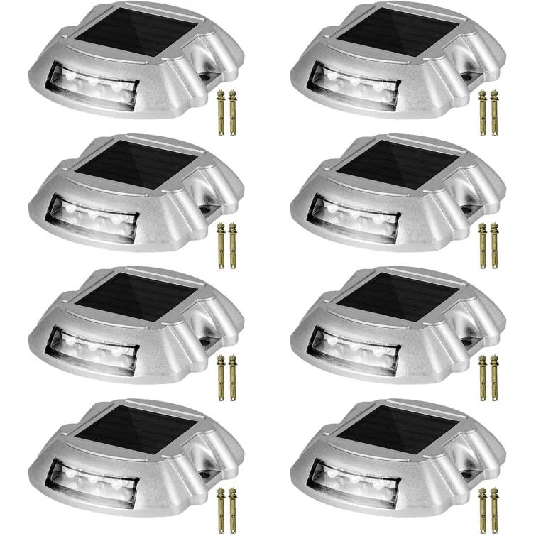 VEVOR Solar Dock Lights Low Voltage Solar Powered Integrated LED Metal Pathway Light Pack (Set of 8)
