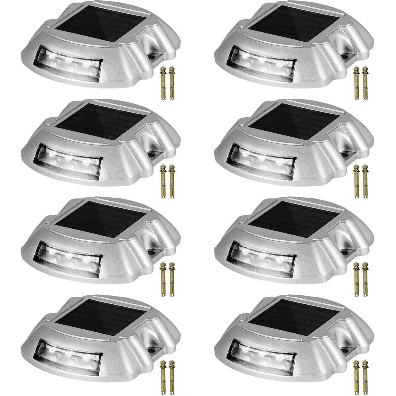 VEVOR Solar Dock Lights Low Voltage Solar Powered Integrated LED Metal Pathway Light Pack (Set of 8)