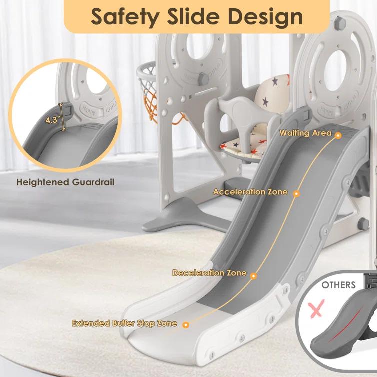 Suteck 5 in 1 Toddler Slide, Kids Slide with Climber,Bus Playhouse and Swing Outdoor Indoor Slide Playset