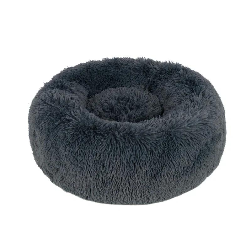 Best Pet Supplies Donut Dog Bed with Faux Fur, Anti-Anxiety Cushion, Slip-Resistant