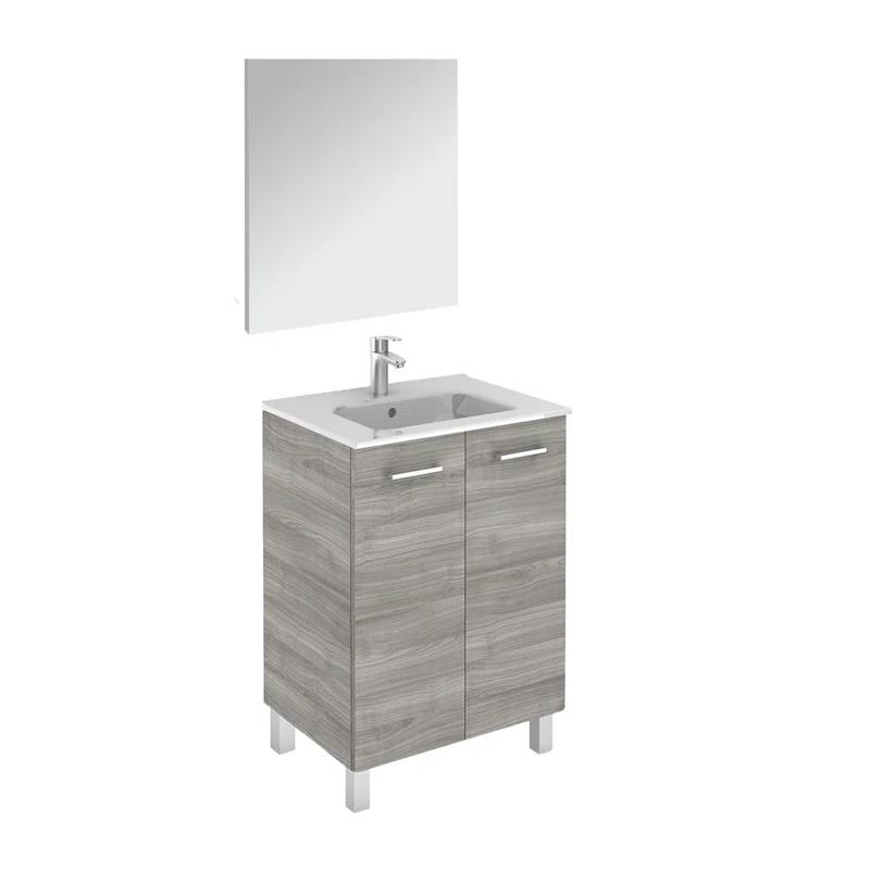WS Bath Collections Logic 23.6'' Single Bathroom Vanity with Ceramic Top with Mirror