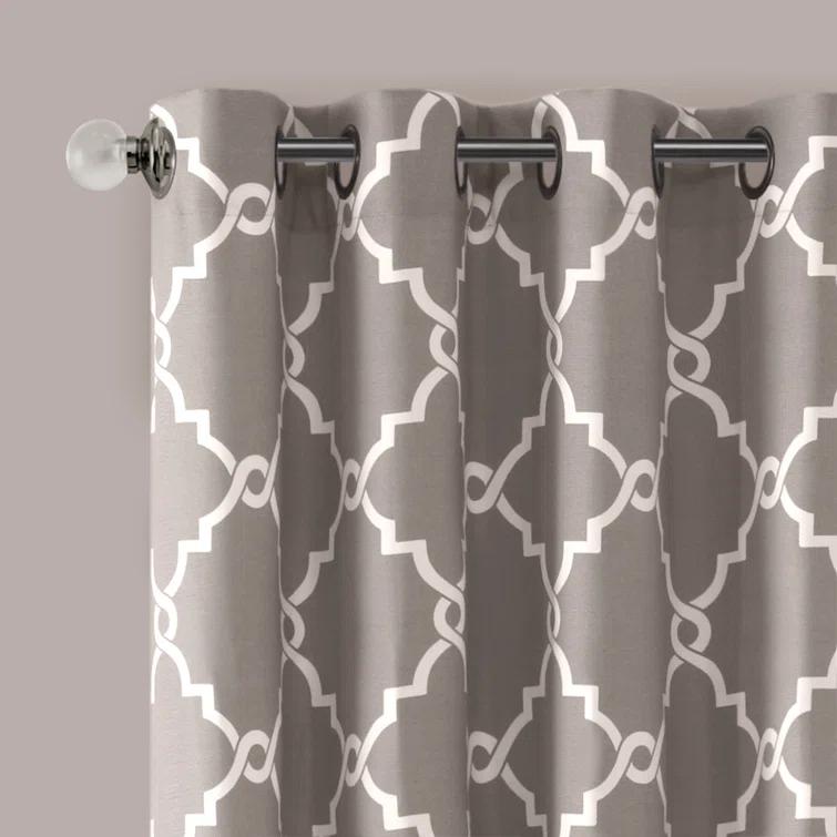 Madison Park Fretwork Print Grommet Top Single Window Curtain Panel