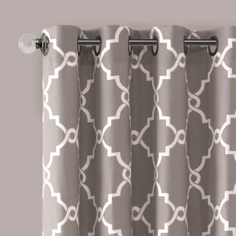 Madison Park Fretwork Print Grommet Top Single Window Curtain Panel