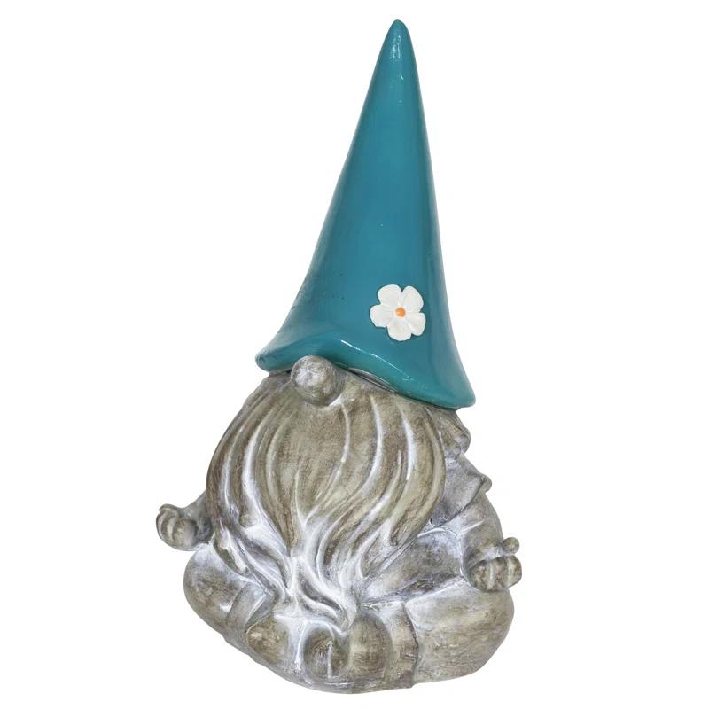 Exhart Exhart Good Time Solar Gnamaste Meditating Gnome Statue, 11 Inch