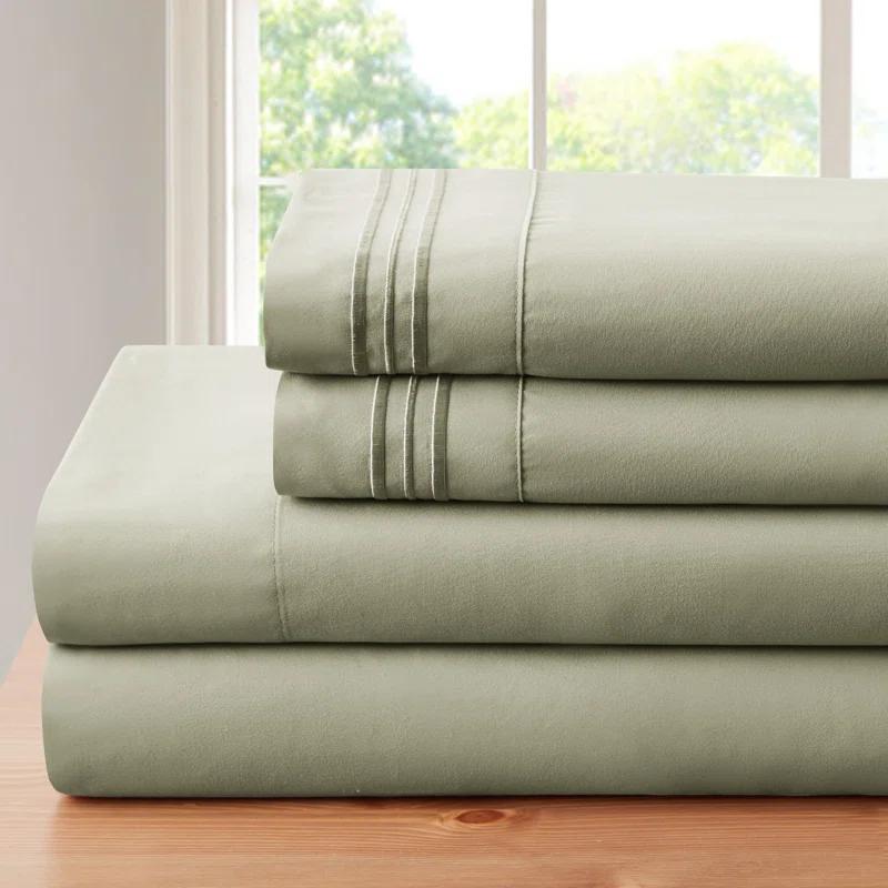 Bamboo Comfort Bamboo 1800 Thread Count 3 Line Embroidered Deep Pocket Sheet Set (4pc)