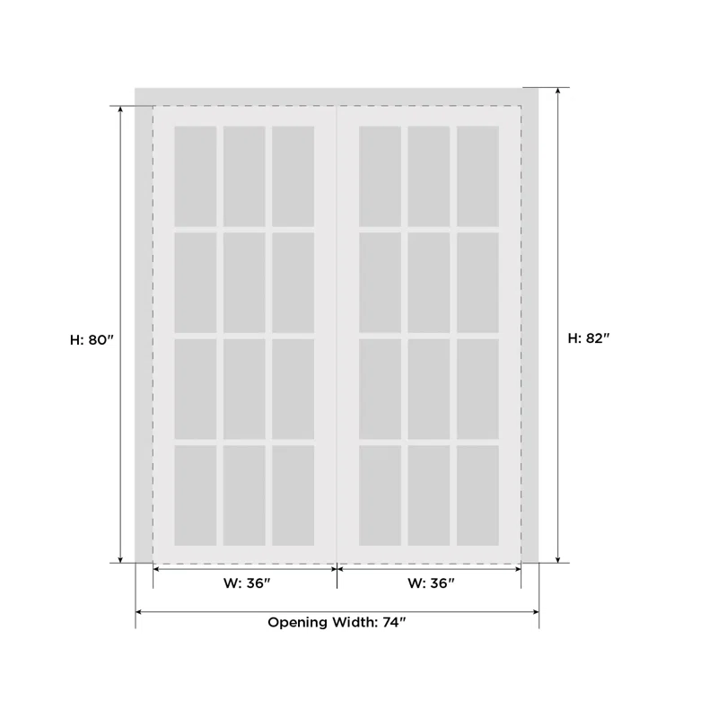 Felicia Clear Glass French White Doors with Installation Hardware Kit