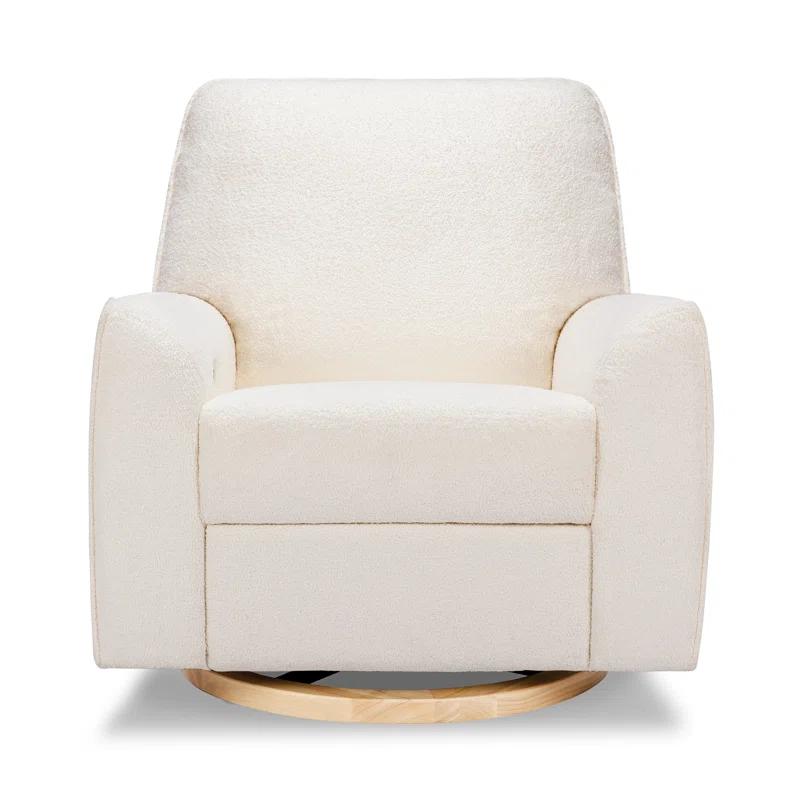 Babyletto Sunday Performance Chantilly Fleece Nursery Power Glider Recliner Chair with Light Wood Base