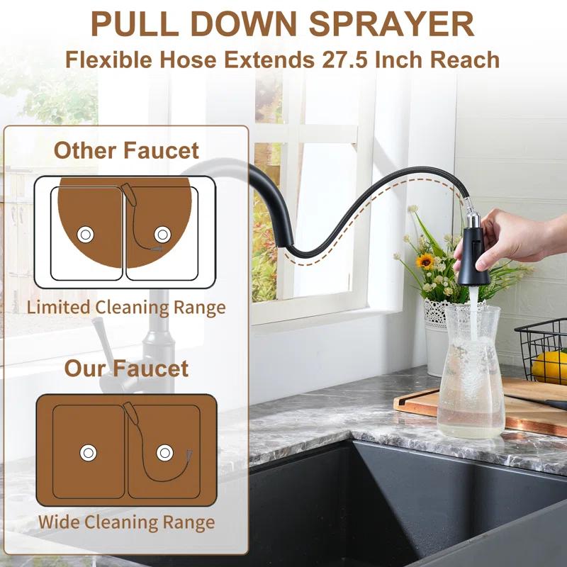 Willow Smart Faucet Touchless Pull Down Sprayer Kitchen Faucet with Voice and Motion Control