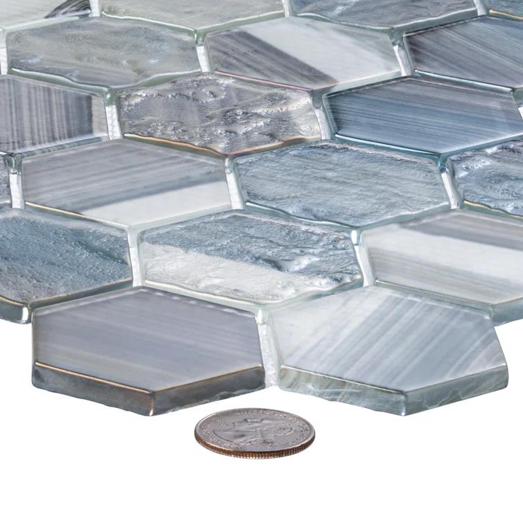 Andova Rochelle 2-in. Hexagon Honeycomb Marble Look Polished Glass Wall & Floor Mosaic Tile