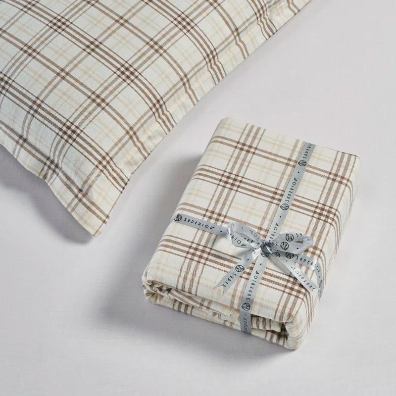 Superior Plaid Flannel Cotton Classic Modern Farmhouse Duvet Cover Set