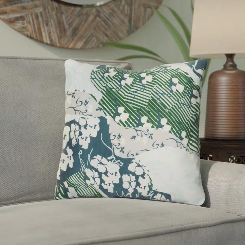 Geisha Floral Silk Pillow Cover