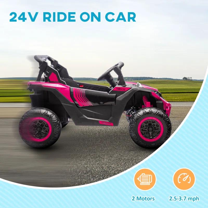 Qaba 24V 7AH Ride on Car, 2 Seater 4MPH Ride on UTV Battery Powered Toy Car