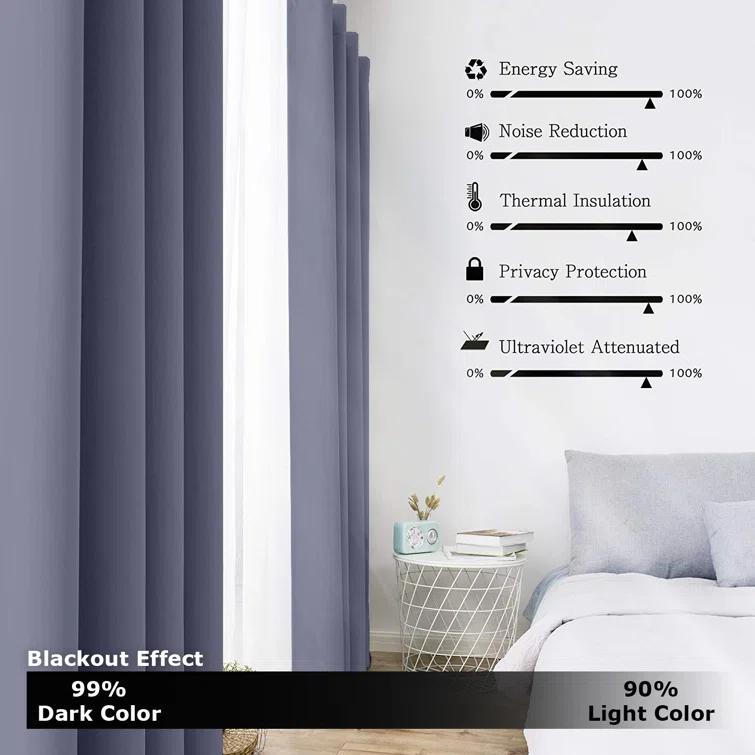 Ample Decor Single Curtain Solid Room Darkening Thermal Grommet