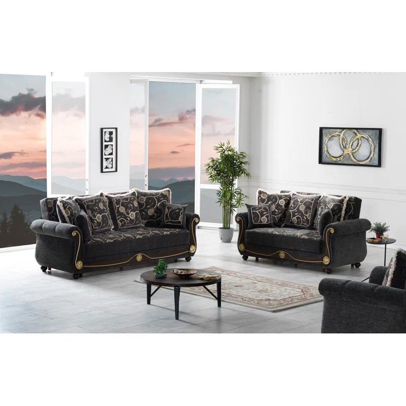 Rosdorf Park Mishonda Americano 95 in. Fabric Upholstered 3-Seater Twin 3-in-1 Sleeper Sofa Bed with Storage